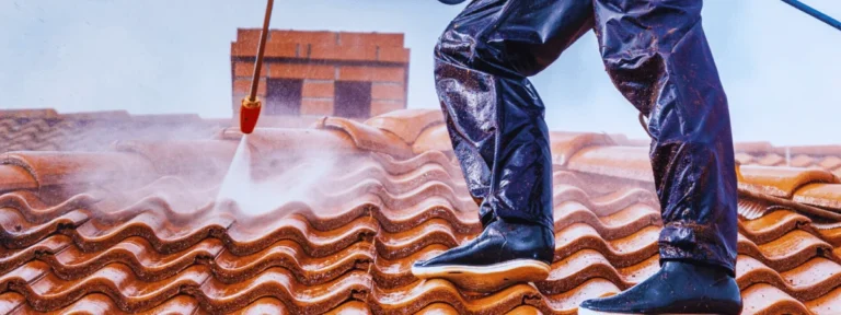 Démoussage et nettoyage d’une toiture en Yvelines.