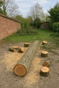 Abattage d’un arbre tombé dans une propriété privée à Rouen