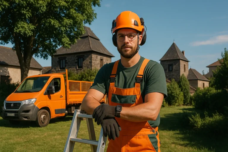 Travaux d’élagage en hauteur dans un jardin privé à Elagage Clermont-Ferrand