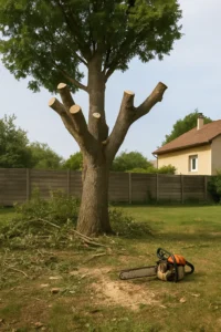 Élagage d’un vieux chêne en limite de propriété à Bordeaux