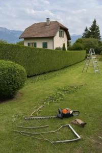 Taille professionnelle d’une longue haie à Elagage Annecy