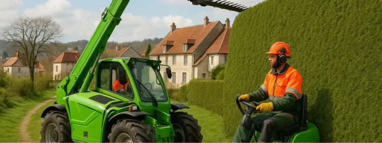 Taille mécanique d’une grande haie résidentielle à Elagage Besançon