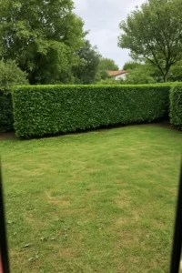 Haies taillées avec soin dans un jardin résidentiel - Elagage Bayonne