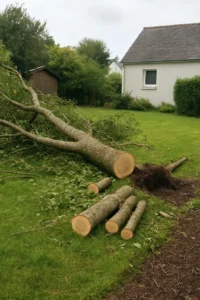 Abattage d’un arbre tombé après tempête - Elagage Brest