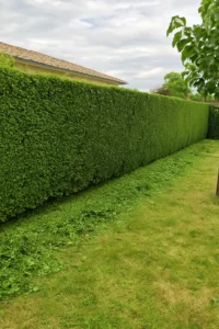 Taille professionnelle de haie dense en jardin résidentiel à Elagage Clermont-Ferrand