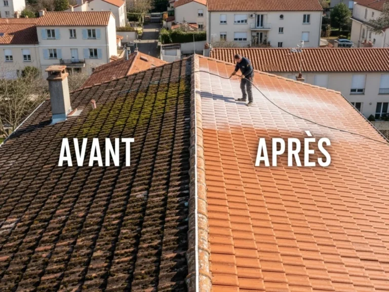 Toiture tuiles Avant Après - Nettoyage Toiture Vincennes