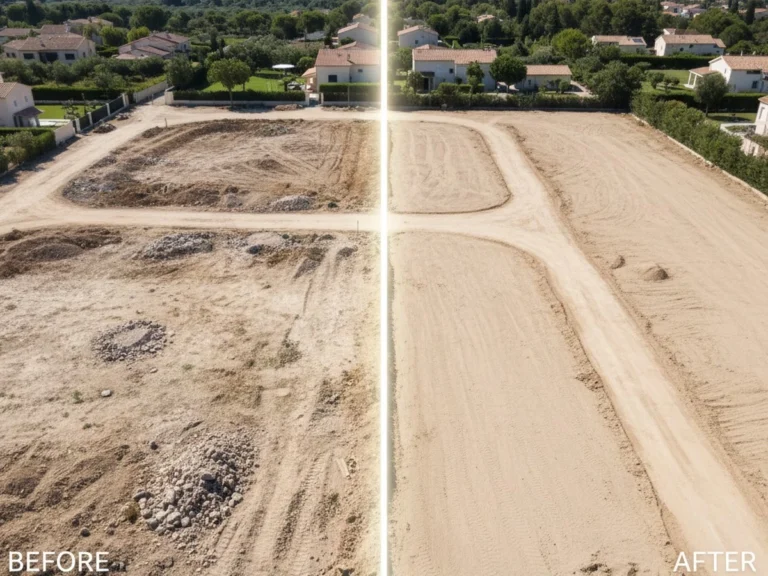 Réseaux enterrés et viabilisation terrain - AVANT & APRES - Terrassement Montpellier