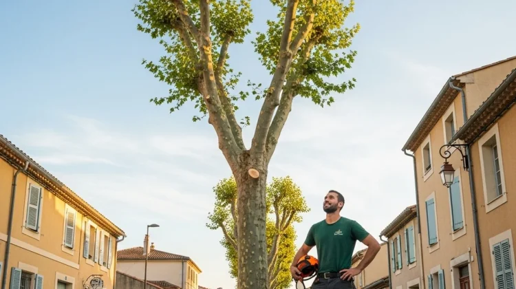 Artisan admirant un arbre élagué - Elagage Béziers