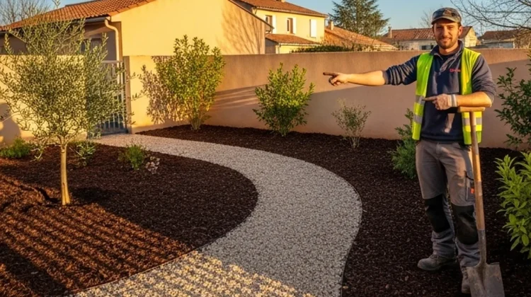 Artisan montrant un jardin aménagé - Elagage Béziers