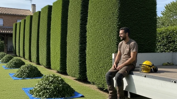 Artisan reposant près d’une haie taillée - Elagage Béziers