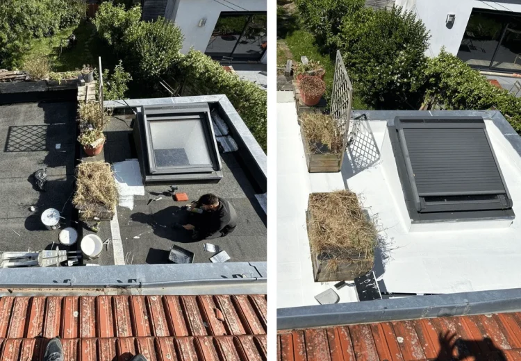 Isolation et rénovation d’une toiture plate en Yvelines.