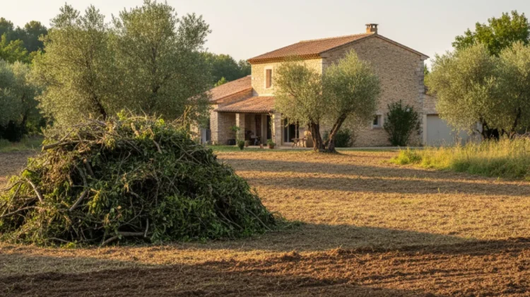 Débroussaillage terminé autour d’une maison provençale - Elagage Avigon